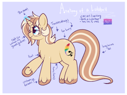 Size: 972x728 | Tagged: safe, artist:lulubell, imported from derpibooru, oc, oc only, oc:lulubell, pony, unicorn, bisexual pride flag, chubby, female, freckles, glasses, mare, pride, pride flag, reference sheet, smiling, underhoof, unshorn fetlocks