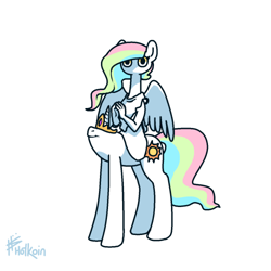 Size: 500x500 | Tagged: safe, artist:hotkoin, imported from derpibooru, princess celestia, alicorn, centaur, taur, abomination, alitaur, centaurlestia, crown, cyriak, female, horn, jewelry, mare, not salmon, regalia, signature, simple background, solo, tail, this isn't even my final form, wat, white background, why, wings, wtf