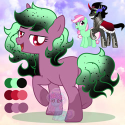 Size: 1280x1280 | Tagged: safe, artist:shiee-artopia223, imported from derpibooru, king sombra, minty, earth pony, pony, unicorn, base used, eyelashes, female, fusion, male, mare, raised hoof, stallion