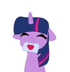 Size: 451x463 | Tagged: safe, artist:mindlessbrony, imported from derpibooru, twilight sparkle, pony, unicorn, cute, floppy ears, heart, love, mouth hold, shy, simple background, solo, twiabetes, unicorn twilight, white background