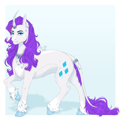 Size: 3000x3000 | Tagged: safe, artist:marshmallotheredfox, imported from derpibooru, rarity, pony, curved horn, horn, solo