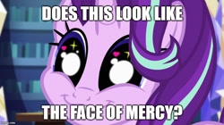 Size: 890x500 | Tagged: safe, edit, edited screencap, imported from derpibooru, screencap, starlight glimmer, human, equestria girls, mirror magic, spoiler:eqg specials, caption, close-up, cute, face of mercy, glimmerbetes, image macro, imgflip, meme, sparkly eyes, text, wingding eyes