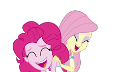Size: 1920x1080 | Tagged: safe, artist:rarityvrymercollectiveoriginals, edit, edited screencap, imported from derpibooru, screencap, fluttershy, pinkie pie, human, equestria girls, equestria girls series, rollercoaster of friendship, background removed, eyes closed, geode of fauna, geode of sugar bombs, magical geodes, not a vector, simple background, smiling, transparent background