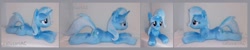 Size: 1506x304 | Tagged: safe, artist:calusariac, imported from derpibooru, trixie, pony, unicorn, commission, female, irl, lying down, photo, plushie, solo