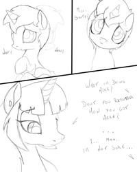 Size: 960x1200 | Tagged: safe, artist:miniferu, imported from derpibooru, oc, oc:handy hoofs, oc:spring beauty, alicorn, pegasus, comic:rough night, comic:rough night 2, foal, sketch