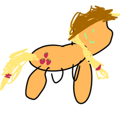 Size: 768x768 | Tagged: safe, artist:lokloy, imported from derpibooru, applejack, earth pony, pony, 1000 hours in ms paint, female, looking at you, mare, simple background, smiling, smiling at you, solo, white background