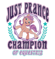 Size: 750x800 | Tagged: safe, imported from derpibooru, sunny starscout, earth pony, pony, 2d, cropped, design, female, g5, just prance, mare, merchandise, my little pony: a new generation, official, shirt design, simple background, solo, text, transparent background