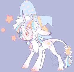 Size: 1106x1066 | Tagged: safe, artist:ripteeth, imported from derpibooru, oc, oc only, pony, unicorn, bow, curved horn, freckles, glasses, hat, heterochromia, horn, leonine tail, open mouth, smiling, solo, tail, tail bow, witch hat