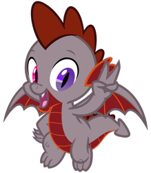 Size: 2800x3200 | Tagged: safe, artist:cheezedoodle96, edit, editor:flynnmlp, imported from derpibooru, vector edit, oc, oc only, oc:funny jo, dragon, dragon dropped, .svg available, claws, dragon oc, flying, looking at you, male, open mouth, peace sign, recolor, simple background, smiling, solo, svg, tail, transparent background, vector, wings