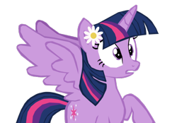 Size: 1280x892 | Tagged: safe, artist:benpictures1, edit, imported from derpibooru, twilight sparkle, alicorn, pony, power ponies (episode), cute, female, flower, flower in hair, inkscape, mare, raised hoof, shocked, simple background, solo, teeth, transparent background, twiabetes, twilight sparkle (alicorn), vector