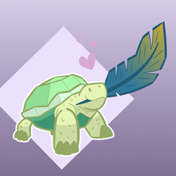 Size: 675x675 | Tagged: safe, artist:daotterguy, imported from derpibooru, turtle, feather, implied gallbar, implied gallus, implied gay, implied sandbar, implied shipping