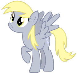 Size: 2888x2804 | Tagged: safe, artist:sketchmcreations, imported from derpibooru, derpy hooves, pegasus, pony, slice of life (episode), female, mare, raised hoof, simple background, smiling, solo, spread wings, transparent background, vector, wings