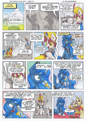 Size: 3490x4880 | Tagged: safe, artist:xeviousgreenii, imported from derpibooru, kibitz, princess luna, oc, oc:serpentine, pony, comic:the temple of bloom, absurd file size, absurd resolution, phone, traditional art