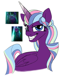 Size: 1998x2517 | Tagged: safe, artist:taaffeiite, imported from derpibooru, screencap, opaline arcana, alicorn, pony, spoiler:g5, spoiler:my little pony: make your mark, colored sketch, evil grin, female, g5, gradient horn, grin, high res, horn, looking at you, mare, my little pony: make your mark, my little pony: make your mark chapter 1, screencap reference, simple background, smiling, smiling at you, solo, that was fast, white background