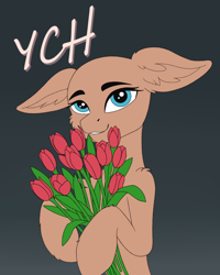 Size: 2400x3000 | Tagged: safe, artist:fess, imported from derpibooru, oc, earth pony, pony, commission, ear fluff, female, flower, mare, solo, ych example, ych sketch, your character here