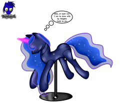 Size: 5060x4154 | Tagged: safe, artist:damlanil, imported from derpibooru, princess luna, alicorn, pony, bondage, clothes, collar, comic, crystal horn, encasement, fake horn, female, horn, i have no mouth and i must scream, inanimate tf, latex, link in description, magic, magic aura, mannequin, mannequin tf, mare, no mouth, objectification, pedestal, petrification, ponyquin, rubber, shiny, show accurate, simple background, solo, speech bubble, text, transformation, transparent background, vector