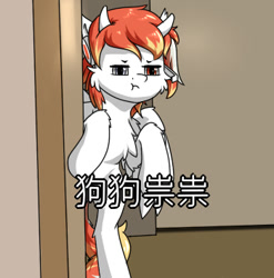 Size: 350x354 | Tagged: safe, artist:tx547, imported from derpibooru, oc, oc:sovietsnow, pony, :t, bipedal, chinese, chinese meme, meme, solo, text