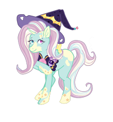 Size: 3624x3917 | Tagged: safe, artist:vernorexia, imported from derpibooru, oc, oc:cordelia, alicorn, pony, bow, cape, cloak, clothes, commission, female, hat, heterochromia, magic, magic wand, magical girl, markings, shawl, simple background, small wings, solo, spotted, stars, transparent background, wings, witch hat