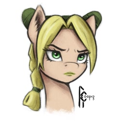 Size: 1239x1239 | Tagged: safe, artist:rcooper, imported from derpibooru, earth pony, pony, anime, braid, ear fluff, fanart, jojo's bizarre adventure, jolyne cujoh, lipstick, ponified, solo, stone ocean, yellow lipstick