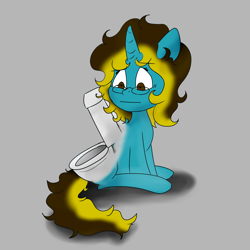 Size: 3000x3000 | Tagged: safe, artist:sweet, imported from derpibooru, oc, oc:sweet disaster, unicorn, but why, commission, commissioner:reversalmushroom, funny, simple background, toilet, toilet butt pony, toilet transformation, wat