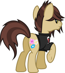 Size: 984x1101 | Tagged: safe, artist:lightningbolt, derpibooru exclusive, imported from derpibooru, earth pony, pony, .svg available, butt, clothes, frown, looking at you, looking back, looking back at you, male, panic! at the disco, plot, ponified, raised hoof, raised tail, ryan ross, shirt, show accurate, simple background, solo, stallion, svg, t-shirt, tail, transparent background, underhoof, vector