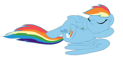Size: 1280x661 | Tagged: safe, artist:benpictures1, imported from ponybooru, rainbow dash, pegasus, pony, rainbow roadtrip, arm behind head, crossed legs, cute, dashabetes, eyes closed, female, flying, inkscape, mare, simple background, smug, solo, transparent background, vector