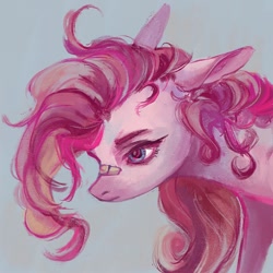 Size: 1000x1000 | Tagged: safe, artist:weird--fish, imported from derpibooru, pinkie pie, earth pony, pony, bandaid, bandaid on nose, bust, portrait, solo