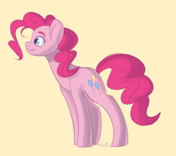 Size: 3000x2650 | Tagged: safe, artist:xwosya, imported from derpibooru, pinkie pie, earth pony, pony, g4, simple background, solo, yellow background