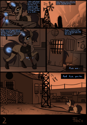 Size: 4500x6451 | Tagged: safe, artist:fenixdust, imported from derpibooru, oc, oc:bolt, pony, unicorn, fallout equestria, amputee, cigarette, comic, fallout equestria: second chances, female, prosthetic limb, prosthetics, smoking, solo, vulgar