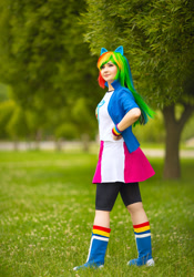 Size: 1280x1829 | Tagged: safe, artist:seabeersky, imported from derpibooru, rainbow dash, human, equestria girls, clothes, cosplay, costume, irl, irl human, multicolored hair, photo, rainbow hair, solo