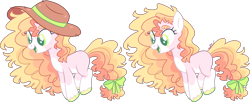 Size: 3852x1575 | Tagged: safe, artist:kurosawakuro, imported from derpibooru, oc, earth pony, pony, base used, female, hat, mare, offspring, parent:big macintosh, parent:sugar belle, parents:sugarmac, simple background, solo, transparent background