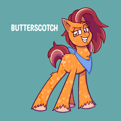 Size: 1350x1350 | Tagged: safe, artist:saggiemimms, imported from derpibooru, butterscotch (g1), earth pony, pony, redesign