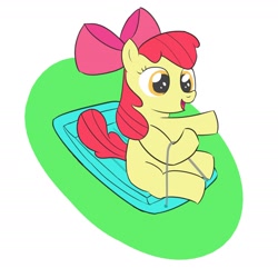 Size: 2200x2200 | Tagged: safe, artist:toryu137, imported from derpibooru, apple bloom, earth pony, pony, female, filly, foal, happy, sliding, solo