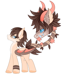 Size: 1280x1498 | Tagged: safe, artist:lupulrafinat, imported from derpibooru, oc, oc only, cow plant pony, monster pony, original species, plant pony, pony, augmented, augmented tail, bat wings, closed species, colored hooves, ear fluff, forked tongue, horns, male, plant, simple background, stallion, tail, transparent background, wings