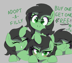 Size: 597x520 | Tagged: source needed, safe, artist:thebatfang, imported from derpibooru, oc, oc:filly anon, earth pony, pony, :t, adoption, aggie.io, blushing, c:, cute, earth pony oc, eyes closed, female, filly, foal, free, gray background, grin, happy, looking at you, lying down, mare, multeity, ocbetes, onomatopoeia, pouting, prone, reeee, simple background, sleeping, smiling, smiling at you, sound effects, text, zzz