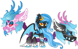 Size: 1280x813 | Tagged: safe, artist:lupulrafinat, imported from derpibooru, oc, oc only, cow plant pony, monster pony, original species, plant pony, pony, augmented, augmented tail, bat wings, bedroom eyes, closed species, ear fluff, fangs, forked tongue, horns, plant, raised hoof, simple background, tail, transparent background, wings