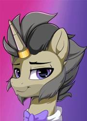 Size: 1710x2370 | Tagged: safe, artist:joaothejohn, imported from derpibooru, oc, oc only, oc:mystic cache, pony, unicorn, clothes, horn, horn jewelry, horn ring, jewelry, looking at you, necktie, ring, simple background, solo, unicorn oc