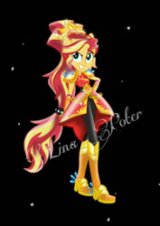 Size: 752x1063 | Tagged: safe, artist:mira.veike, imported from derpibooru, sunset shimmer, human, equestria girls, boots, crystal guardian, high heel boots, shoes, solo