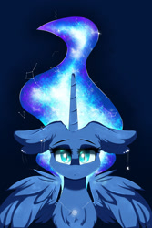 Size: 1280x1920 | Tagged: safe, artist:natanvok, imported from derpibooru, princess luna, alicorn, pony, bust, constellation, ethereal mane, portrait, solo