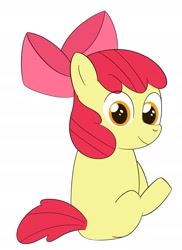 Size: 1974x2719 | Tagged: safe, artist:toryu137, imported from derpibooru, apple bloom, earth pony, pony, female, filly, foal, looking at you, looking back, looking back at you, simple background, sitting, smiling, solo, white background