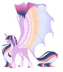 Size: 4600x5206 | Tagged: safe, artist:gigason, imported from derpibooru, twilight sparkle, alicorn, pony, the last problem, absurd resolution, bat wings, colored wings, ethereal mane, hybrid wings, large wings, leonine tail, multicolored wings, older, older twilight, princess twilight 2.0, simple background, solo, starry mane, tail, transparent background, twilight sparkle (alicorn), wings