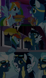 Size: 1280x2160 | Tagged: safe, edit, edited screencap, editor:jerryakiraclassics19, imported from twibooru, screencap, carrot top, diamond mint, fleetfoot, golden harvest, misty fly, rainbow dash, soarin', earth pony, pony, unicorn, newbie dash, rarity investigates, the best night ever, '90s, 80s, clothes, female, image, male, mare, png, stallion, uniform, wonderbolts uniform