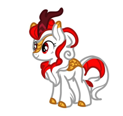 Size: 704x668 | Tagged: safe, artist:tialtri, imported from derpibooru, oc, oc:sinar bulan indonesia, kirin, pony, female, indonesia, kirin-ified, mare, simple background, smiling, solo, species swap, white background