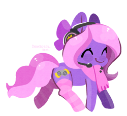 Size: 1038x952 | Tagged: safe, artist:drakenstel, imported from derpibooru, oc, oc only, oc:lillybit, pony, adorkable, chibi, clothes, commission, cute, dork, female, gaming headset, headphones, headset, scarf, simple background, socks, solo, striped socks, transparent background