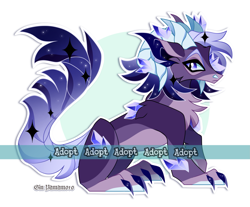 Size: 2953x2444 | Tagged: safe, artist:gkolae, imported from derpibooru, oc, oc only, hybrid, abstract background, adoptable, ethereal mane, paws, solo, starry mane, watermark