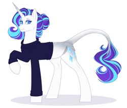 Size: 2609x2200 | Tagged: safe, artist:purplegrim40, imported from derpibooru, rarity, pony, unicorn, clothes, female, leonine tail, mare, raised hoof, simple background, solo, tail, white background