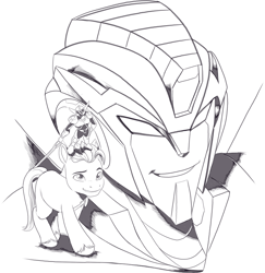 Size: 1873x1927 | Tagged: safe, artist:nauyaco, imported from derpibooru, hitch trailblazer, earth pony, pony, robot, g5, hot rod, male, monochrome, solo, stallion, transformers