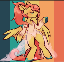 Size: 708x688 | Tagged: safe, artist:tyotheartist1, imported from derpibooru, fluttershy, pegasus, pony, bipedal, clothes, dress, eyes closed, female, ponytail, solo