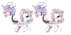 Size: 655x324 | Tagged: safe, artist:dammmnation, imported from derpibooru, oc, oc only, cow plant pony, monster pony, original species, plant pony, augmented, augmented tail, base used, closed species, duo, horns, plant, simple background, tail, transparent background