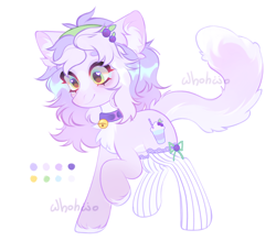 Size: 1794x1569 | Tagged: safe, artist:whohwo, imported from derpibooru, oc, oc only, cat, cat pony, original species, pony, base used, clothes, collar, ear fluff, raised hoof, simple background, smiling, socks, solo, striped socks, white background